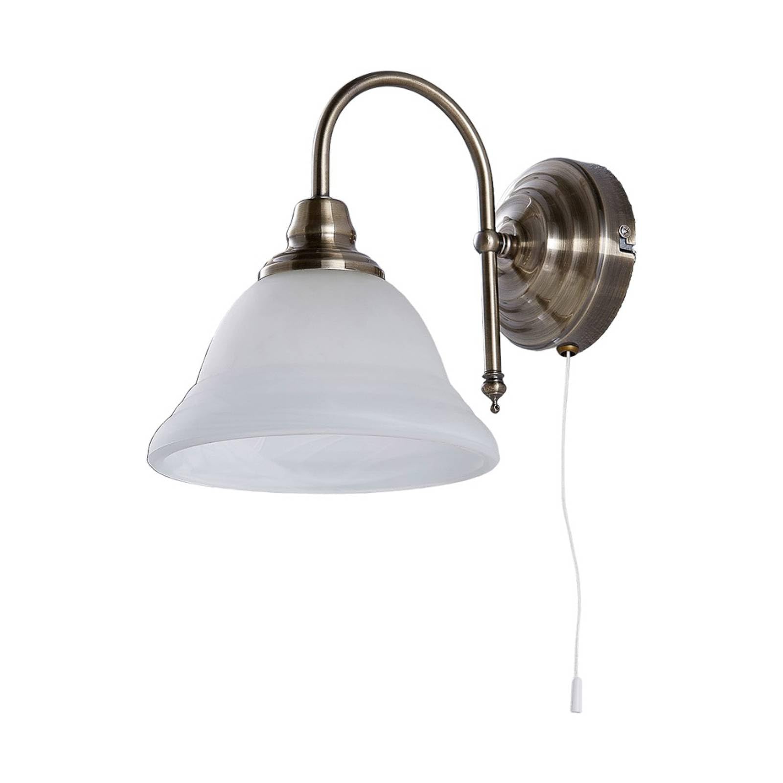 Lindby Antique Brass, White Wall Light Hanna Dimmable (Antique, Vintage) In White Made Of Glass For E.g. Living Room & Dining (1 Light Source E14) From Wall Lighting Lamp