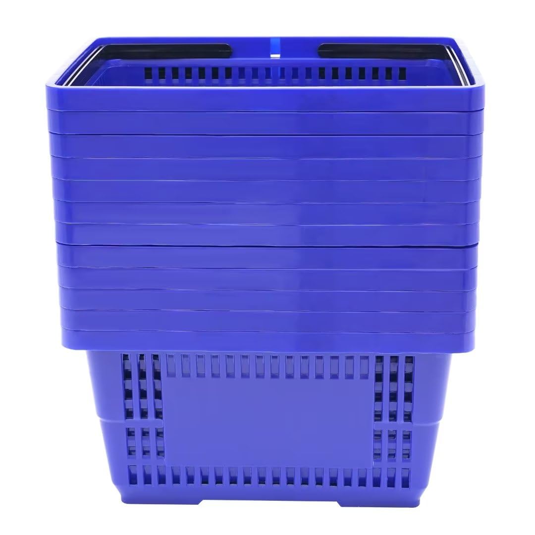 12 Pcs Shopping Baskets, Supermarket Shopping Basket with Handles, Plastic Shopping Baskets Grocery Convenience Store Retail Tote for Supermarket