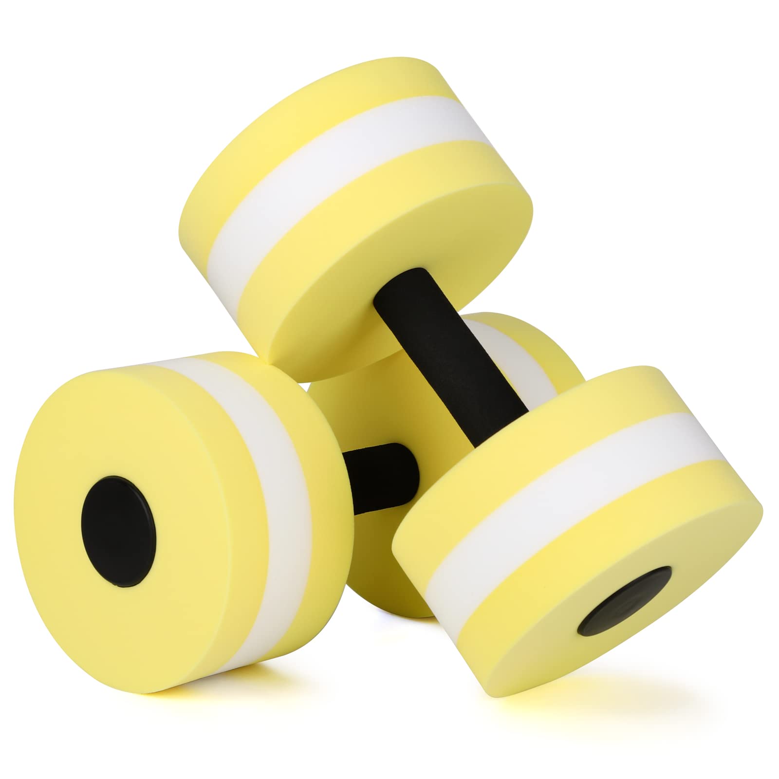 Buachois Lightweight Aquatic Exercise Dumbells,2 pcs EVA Foam Water Floating Dumbbells Yoga Sports Fitness Tools for Swimming Pool Exercise Aerobics Workout Equipment (yellow)