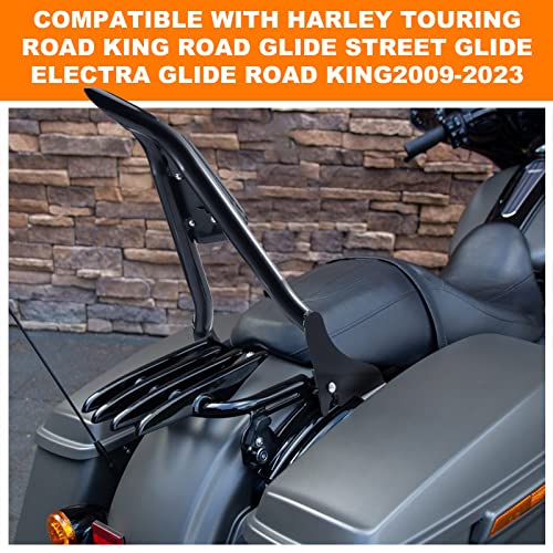 Eumti Motorcycle Backrest Sissy Bar Detachable Passenger Assembled Backrest Rear Pad Upright 28" Compatible With Harley Touring Road King Road Glide Street Glide Electra Glide Road King 2009-2023 #TOP1
