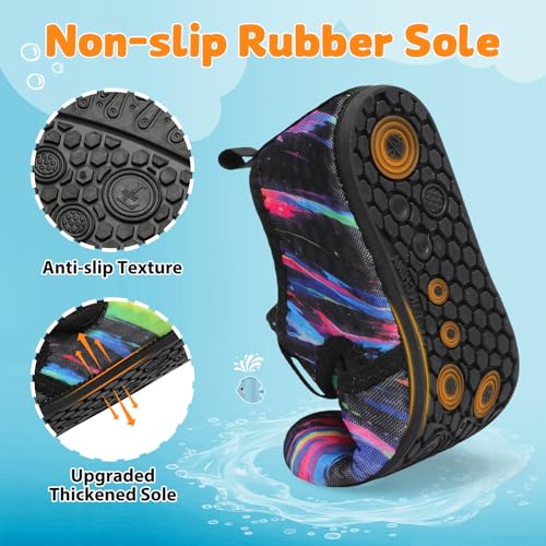 Image of LeIsfIt Kids Water Shoes Girls Boys Quick Dry Aqua Socks Breathable Swim Shoes Non-Slip Barefoot Socks for Beach Surf