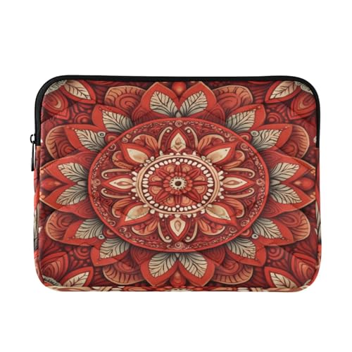 Funda Mandala Roja para Laptop 13-14 Pulgadas Impermeable