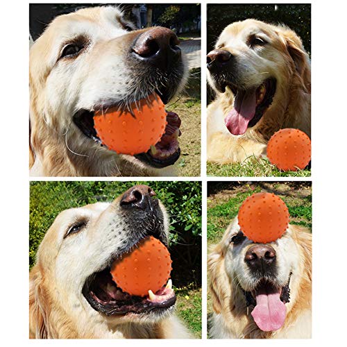 Vivifying Hundeball auf einem Seil, 2 Stück Interaktiver Naturkautschuk Ball Hund zum Apportieren, Fangen, Werfen und Ziehen des Krieges(Orange + Gelb)