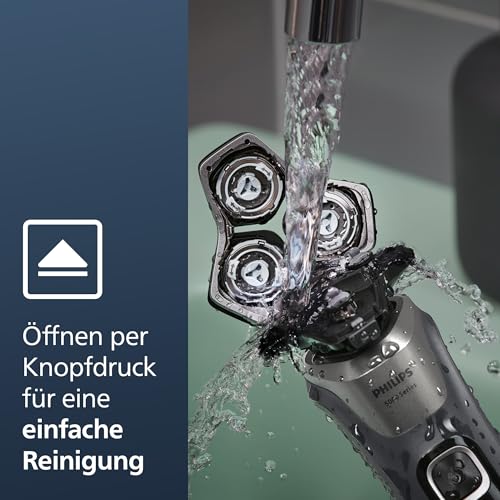 Foto von PHILIPS Shaver Series 5000 – Elektrischer Nass- & Trockenrasierer in Carbongrau mit 1 integrierten ausklappbaren Trimmer, weicher Tasche, Schutzkappe & Ladestation (Modell S5887/13)