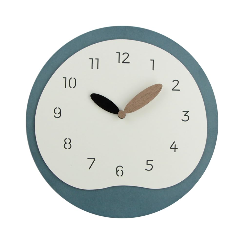 Wall Clock, No Ticking Noise, Wall Clock, Wooden Silent Modern Wall Clocks, Roman Numerals, Quartz, Battery Operated Wall Clock for Living Room, Kitchen, Bedroom, Wall Clocks Decor (Blue)