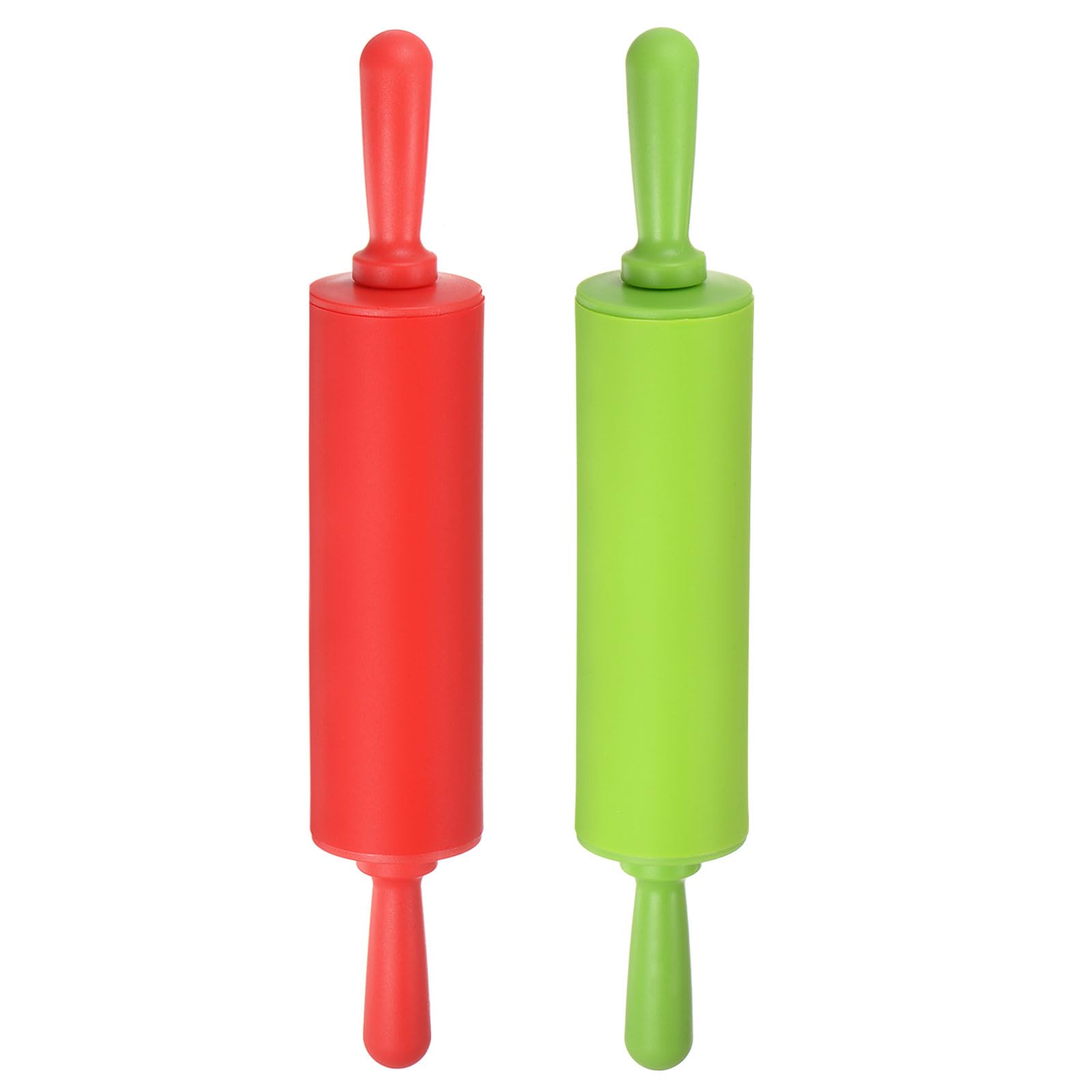 HARFINGTON Silicone Rolling Pins for Baking 12 Inch Non Stick Rolling Pin Small Roller Playdough Rolling Pins for Dough Pizza Pastry Fondant Kitchen, Red & Green