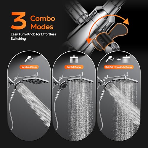 Image of Rain Shower Head with Handheld Showerhead, Polished Chrome