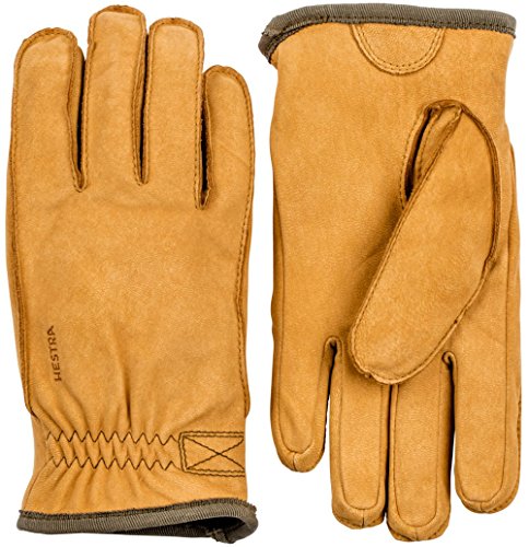Hestra Mens Leather Gloves: Tived Nubuck Winter Cold Weather Gloves, Tan, 8