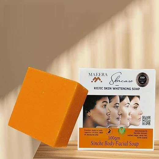 MAEERA Sinche Kojic Brightening Soap with Carrot Seed Oil &amp; Vitamin C | Face &amp; Body Use | Helps Enhance Natural Glow &amp; Eve...