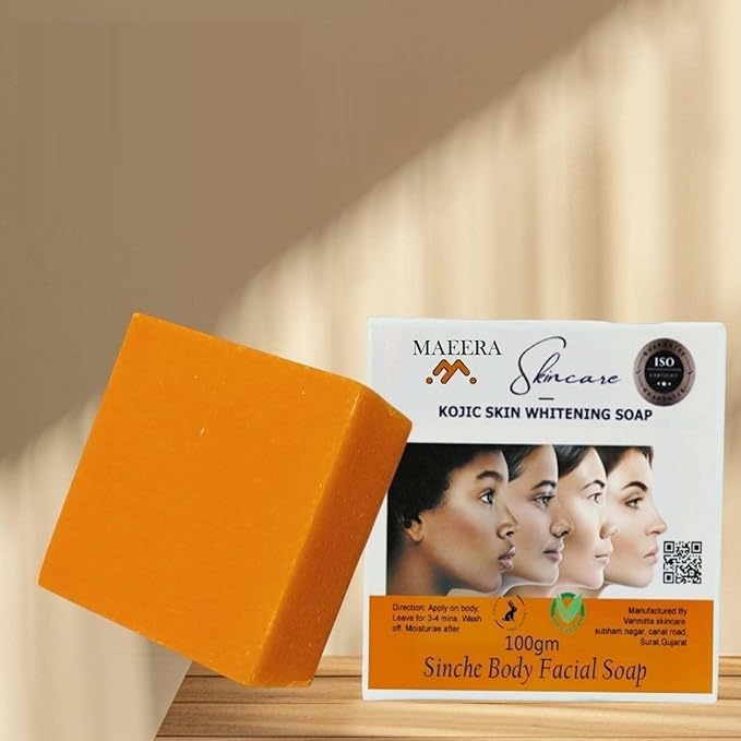 MAEERA Sinche Kojic Brightening Soap with Carrot Seed Oil & Vitamin C | Face & Body Use | Helps Enhance Natural Glow & Eve...