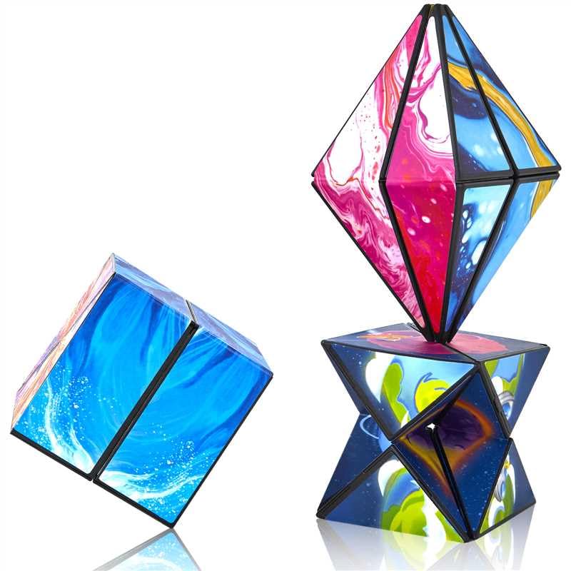 3 Packs Infinity Cube Magic Star Shape Shifting Set, 2 in 1 3D Speed Cube Transforming Puzzle Toys for Kids, 6 7 8 9 10 11 Year Old Boy Gifts(Star Series)