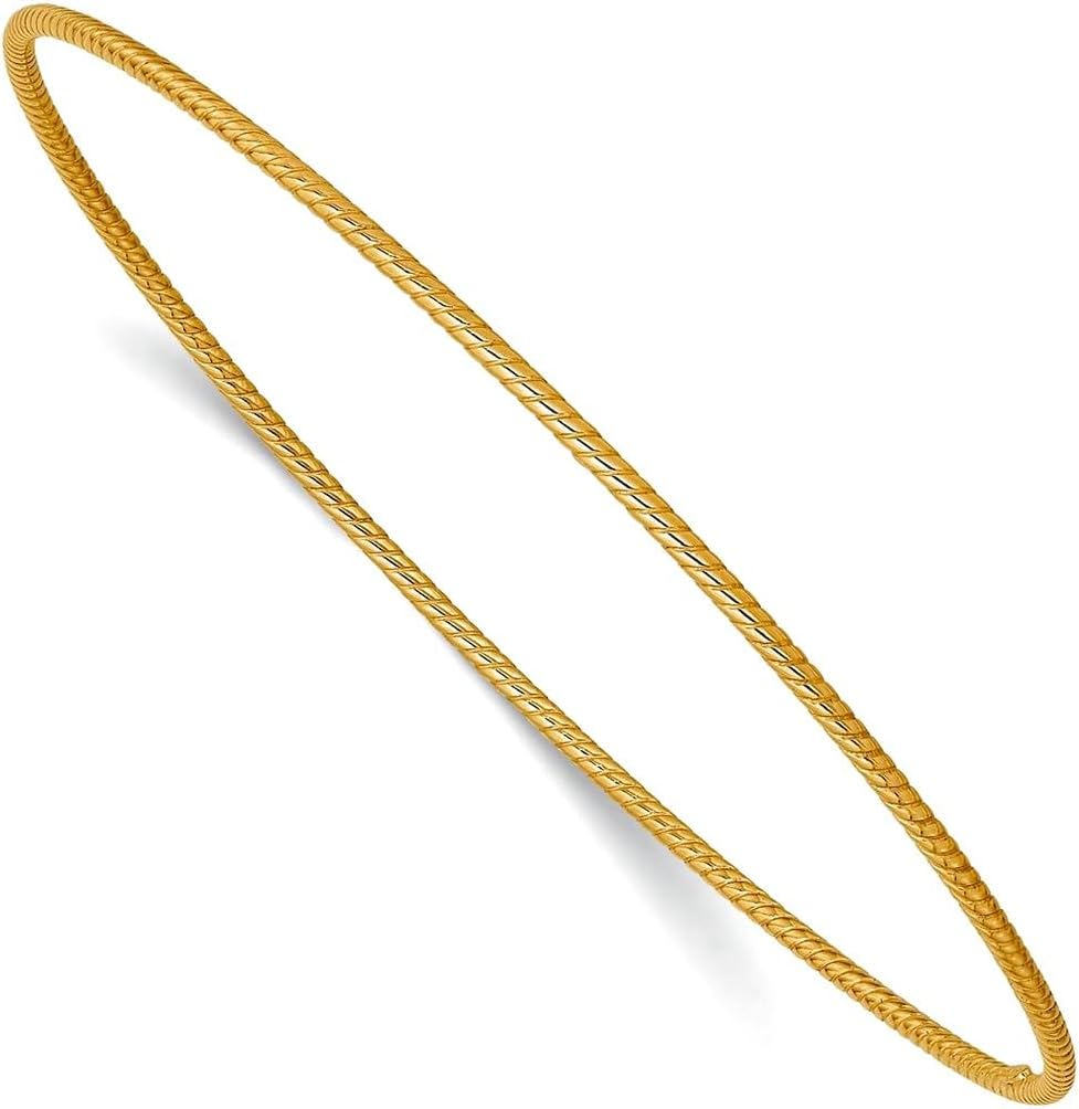 JewelryWeb 14k Solid Yellow Gold Twist Slip-on Bangle Bracelet Cuff Bracelet for Women in