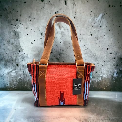 Bolso Tote Boho de Cuero y Lana Tejido a Mano miniatura 7