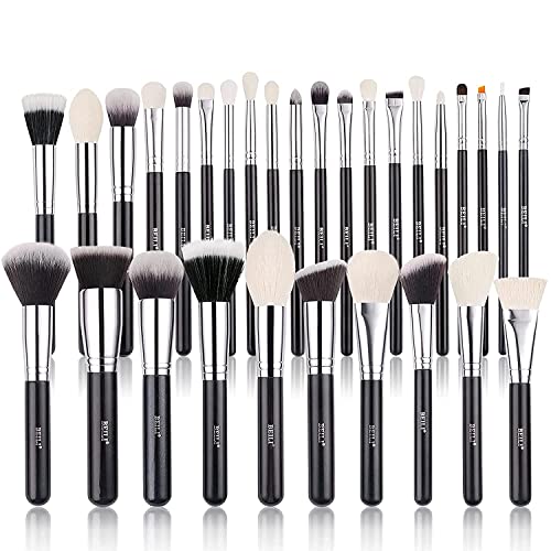 COSLUXE BEILI 30Pcs Professional Makeup Brushes Set Natural Goat Hair Premium Synthetic Kabuki Foundation Blending Brush Face Powder Blush Concealers Eye Shadows Make Up Brushes Set B30