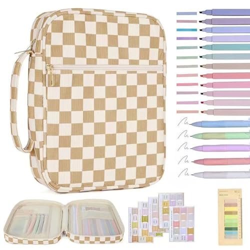 Estuche Bíblico para Hombres, Kit de Estudio Bíblico, Funda Protectora Acolchada y Portátil con Bolígrafos, Notas y Regla para Hombres Mujeres, Amarillo