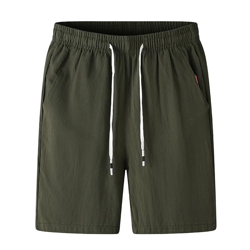 Men's Summer Linen Cotton Shorts Loose Fit Breathable Beach Shorts Lightweight-image-29