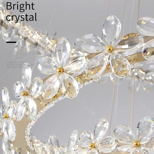 Plafonnier suspendu fleur en cristal or avec télécommande et hauteur réglable - 5