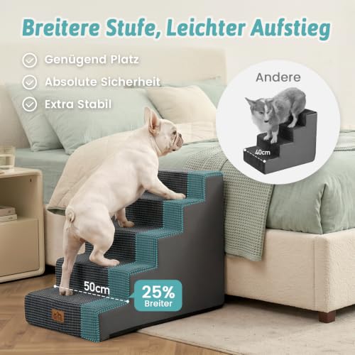 COZY KISS Hundetreppe für Kleine Hunde, 5 Stufen Breiter Haustiertreppe