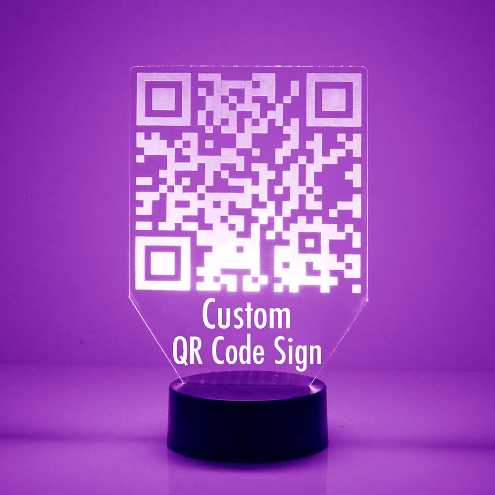 Mirror Magic Personalized LED Night Light Lamp with Remote, QR Code Lights Up in 16 Colors, 4 Light Modes, 10-12" Tall Clear Acrylic Display Custom Engraved with Your Text, Battery or USB Powered