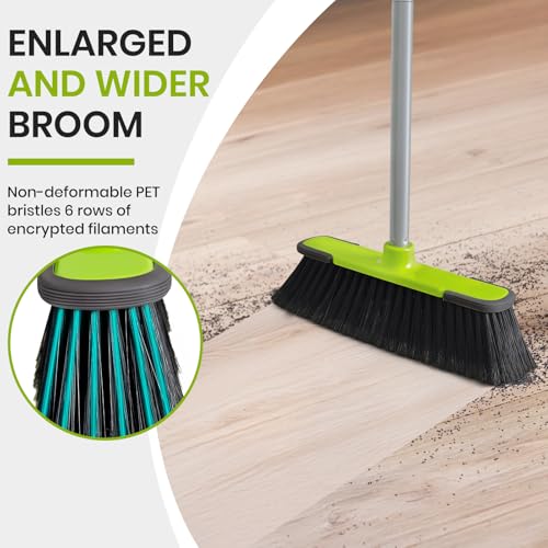 Grüner Zimmerbesen, 137,2 cm langer Griff, Hausbesen für Bodenreinigung, Kehrbesen für Küche, Garage, Lobby, Terrasse und Garten – Bild 5