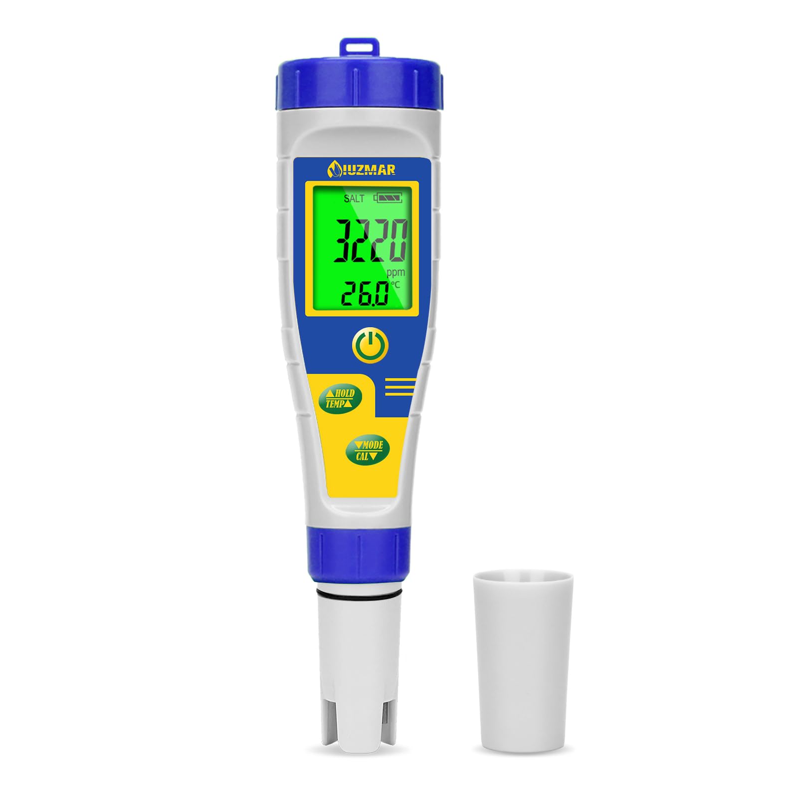 UIUZMAR Medidor de Sal Piscinas, Medidor Digital de Salinidad y pH Piscina Digital, Pantalla Más Grande, 5 en 1 Medidor de pH/Sal/EC/TDS/Temp para Hidroponia, Acuario, Spa, Agua