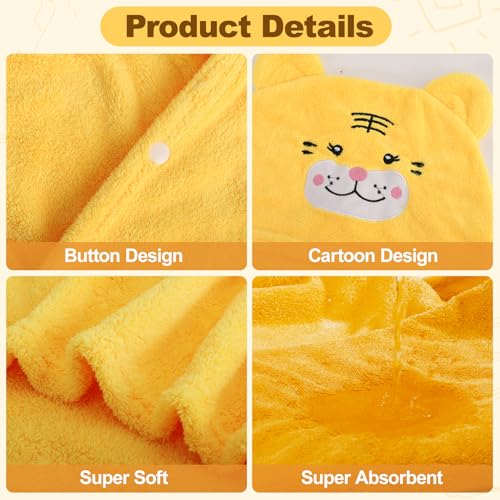 Image of Toddler Bath Towel, Baby Hooded Towel, Ultra Absorbent Soft Shower Towel, Unisex Baby Bath Towel, Baby Towels with Hood for Kids Boys Girls, 27.5 inch x 55 inch (Yellow-Tiger)