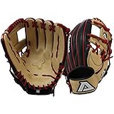 Akadema Prosoft Elite Series Baseball Infielders Gloves, Black/Sandstone/Red, Left Hand, 11.5 Inches