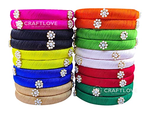 Silk Thread Bangles Set Multicolor Pearl Embellished 20 kada Bangles Set3