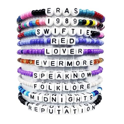 KmoNo Set of 10 Inspired Bracelet for Women Outfit Music Fans Gifts Taylor Friendship Bracelets