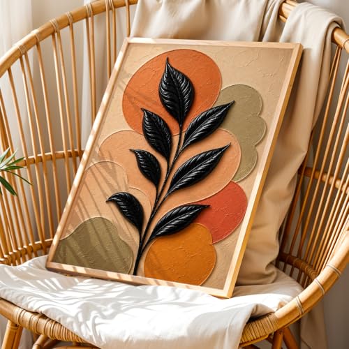 Image of NoWorries Floral Botanical Wall Painting with Frame | Premium Textured Flower & Leaf Artwork, Pastel Nature Wall Decor Framed for Living Room Bedroom Office and Home Decoration (Art-5,17x25inch)