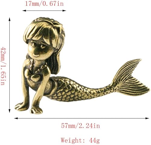 Miniatura 2 de Wwxuanke - 1 pieza de decoración de sirena de imitación de cobre macizo, figuras en miniatura de latón, decoración de escritorio, manualidades,