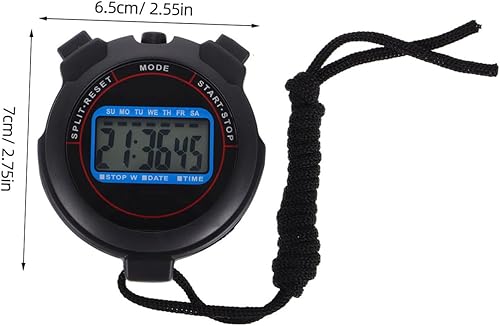 Miniatura 2 de Cronómetro digital multifunción con alarma de fecha, temporizador de precisión para deportes, natación, entrenamiento, fitness, cronómetro negro