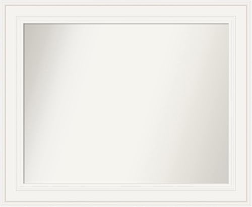 Miniatura 1 de Amanti Art Non-Beveled Bathroom Mirror (27.5 x 33.5 in.), Ridge White Frame - Wall Mirror White, Large