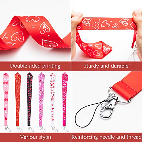 WATINC-6-Pack-Valentine-Lanyards-for-ID-Name-Tag-Badge-Holders-Flat-Hall-Pass-Lanyards-for-Students-with-Stainless-Swivel-Hook-Neck-Office-Cruise-Lanyard-AccessoriesValentine-GiftGift-for-kids