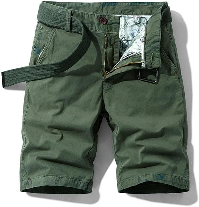 Men's Summer Casual Vintage Classic Pockets Solid Cargo Shorts Cotton Tactical-Style