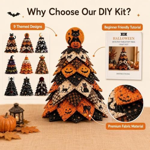 DIY Halloween Quilted Fabric Tree Kit 3D Sewing Craft Kit,#B