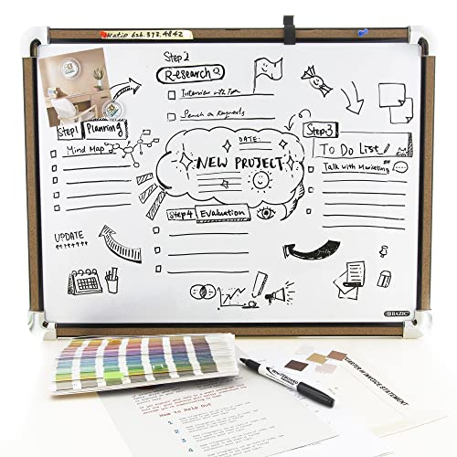 Bazic Magnetic Dry Erase Board Black Cork Framed 17" X 23", Marker Magnets, Whiteboard For Teacher Office School, 1-Pack #TOP6