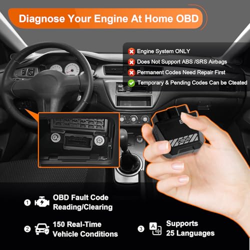 Image of B28 Bluetooth 5.3 OBD2 Scanner, Wireless Diagnostic Tool for Check Light, 1000+ Fault Codes (No ABS /SRS), Professional Code Reader for iOS & Android, Fits 1996+ OBDII Compliant Vehicles