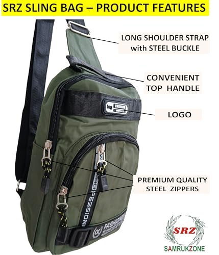 Image of SRZ Crossbody Sling Bag | Water Resistant | Glossy Vibrant Colours | Chest Bag Waist Bag | 4 Pockets | Adjustable Shoulder Strap