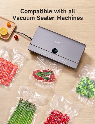 HiCOZY-Vacuum-Sealer-Bags-100-Count-8x12-for-Food-Storage-Pre-Cut-BPA-Free-Bag-for-Meal-Prep-or-Sous-Vide-Cooking-Safe-to-Microwave-Dishwasher-Boil-or-Freeze