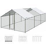 Quictent Large Metal Chicken Coop Run for 30+ Poultry with Galvanized Hardware Cloth and Waterproof Roof Cover, Outdoor Walk-in Cage Peak Hen House for Yard Farm, 18x9x6.6FT