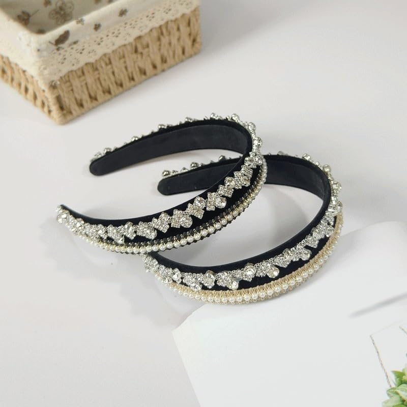 Diamond Inlaid Pearl Temperament Internet Celebrity Retro Water Drill Hair Bundle