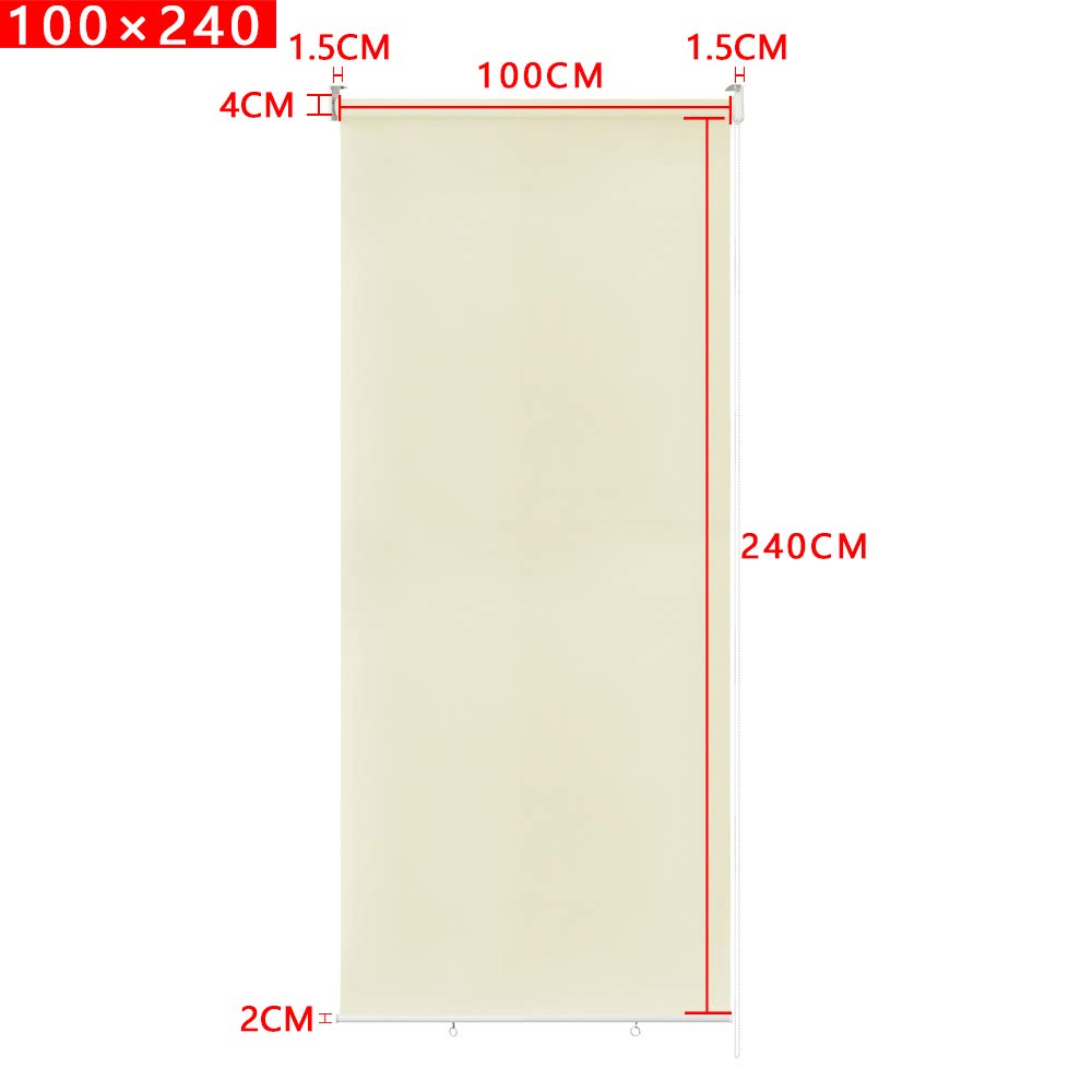 Tenda a rullo per esterni verticale, protezione solare, resistente alle intemperie, tenda avvolgibile oscurante, per finestre e porte (100 x 240 cm, beige)