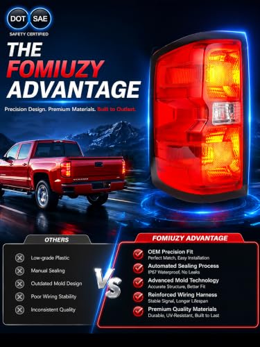 Image of Tail Lights Assembly Left Driver Fit Chevy Silverado 1500 2014 2015 Chevrolet 2500 3500 HD 2500HD 3500HD Rear Brake Turn Signal Back Up Bulb Taillight Replaces GM2800261 23141274