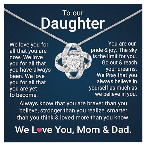 Daughter Necklace From Parent| Dad & Mom To Daughter Jewelry Gfit| Mother Daughter Family Present With Message Card For Birthday Graduation