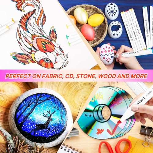 Image of Caliart Pastel Alcohol Markers, 61 Colors Fine & Broad Chisel Dual Tip Permanent Art Markers with Carrying Case, Alcohol Based Sketch Pens for Adults Artists Coloring Painting Drawing Illustration