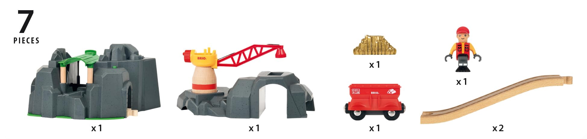 BRIO World 33889 Große Goldmine mit Sound-Tunnel - Zubehör Holzeisenbahn - Kleinkinderspielzeug empfohlen für Kinder ab 3 Jahren | Kran und Tunnel Set, kompatibel mit BRIO World Sets, fördert fantasievolles Spielen, langlebiges Holzdesign, ab 3 Jahren