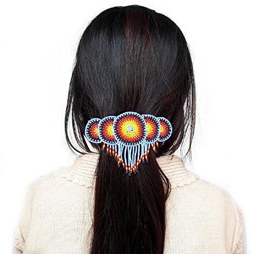 Lavivia Beaded Hair Clip/Barrette. Native American Style Handmade Beaded Hair Barrette For Women. Suitable For Different Occasions & Gifts. (Blue) #TOP3