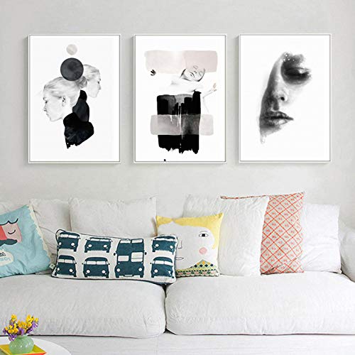 Tableau salon moderne pour habiller un grand mur vide triptyque toile abstraite 50x70