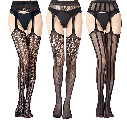 Image of EVERSWE High Waist Fishnet Tights, Thigh High Suspender Stockings